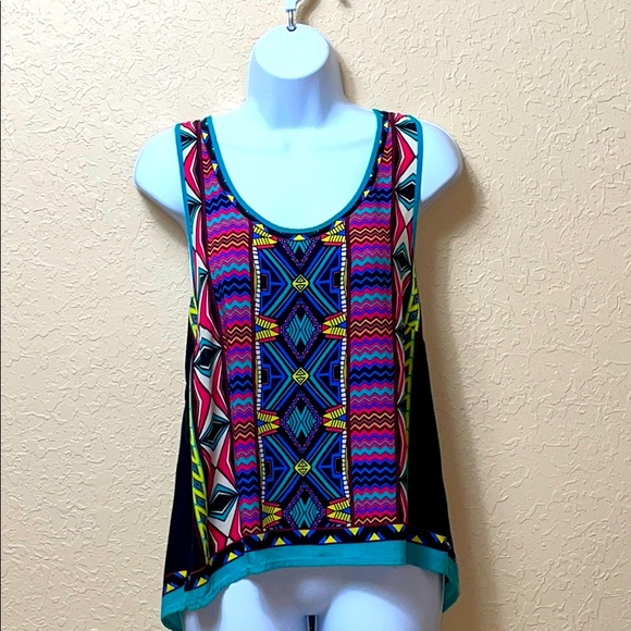 Flying Tomato Tops - FLYING TOMATOES NEON TRIBAL BOHEMIAN  MED TANK TOP